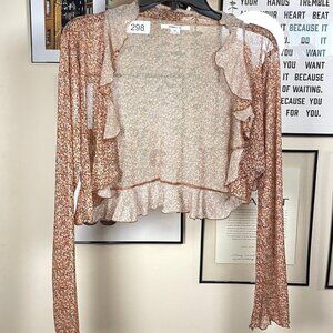O'Neill Orange Micro Floral Mesh Wrap Top Size XS